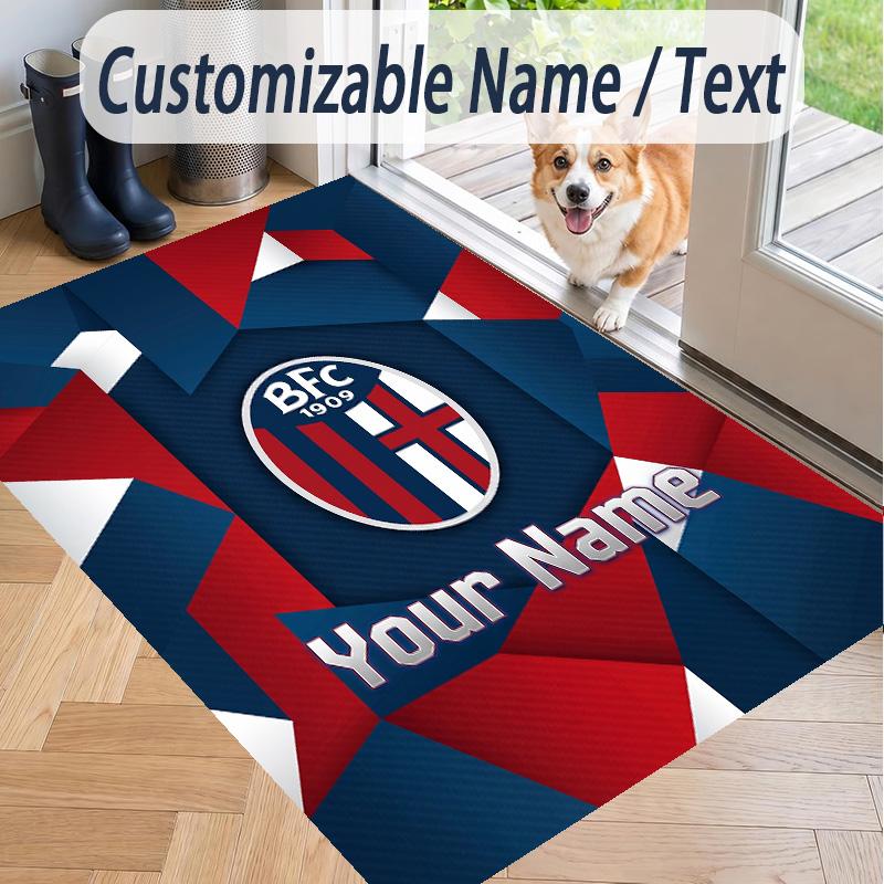 Custom Text Printed Rug Bologna FC Non Slip Floor Carpet For Home Room Decor