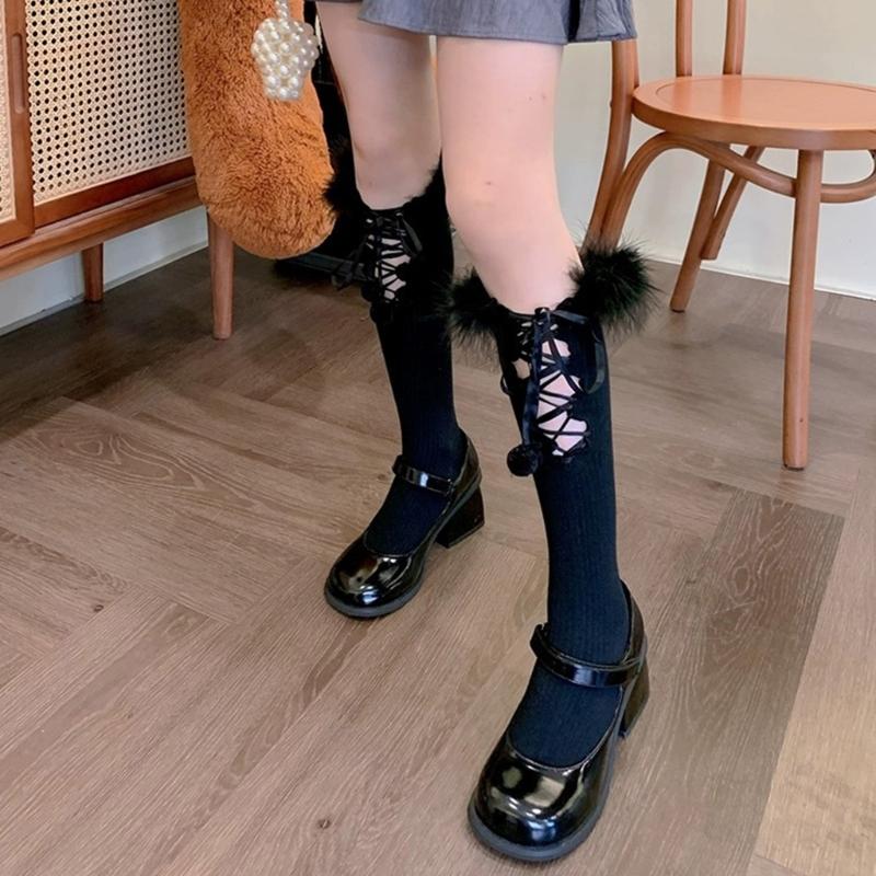 Womens Ruffle Socks Calf Socks Cute Feather Trim Socks Thin Middle Tube Stockings Summer Breathable Thin Socks