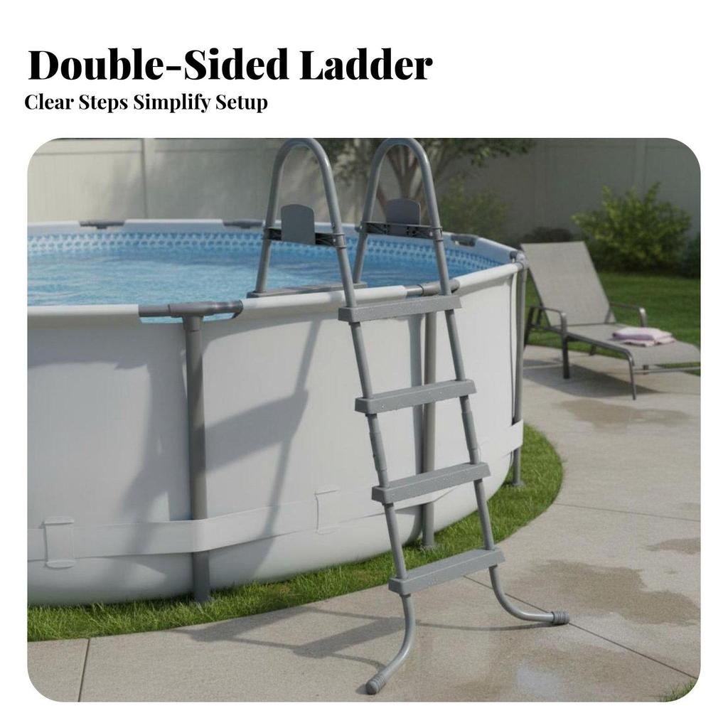 DoubleSided Pool Ladder Heavy Duty Double Sided Steel Weather Resistant Removable Entry
