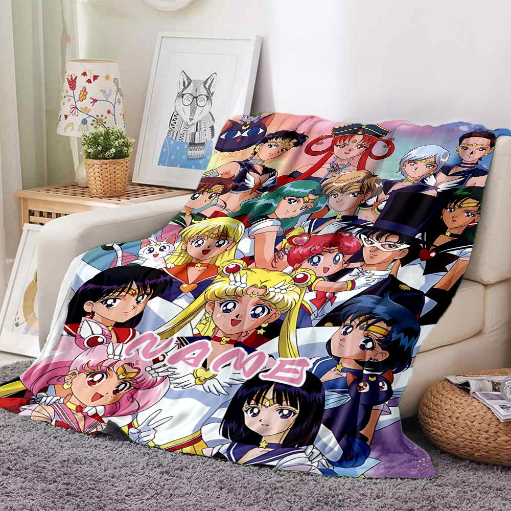 Custom 1pc Sailor Moon Adventure Blanket, Soft And Comfortable Blanket, Casual Warm, Camping Travel Blanket, Birthday Gift Q91385