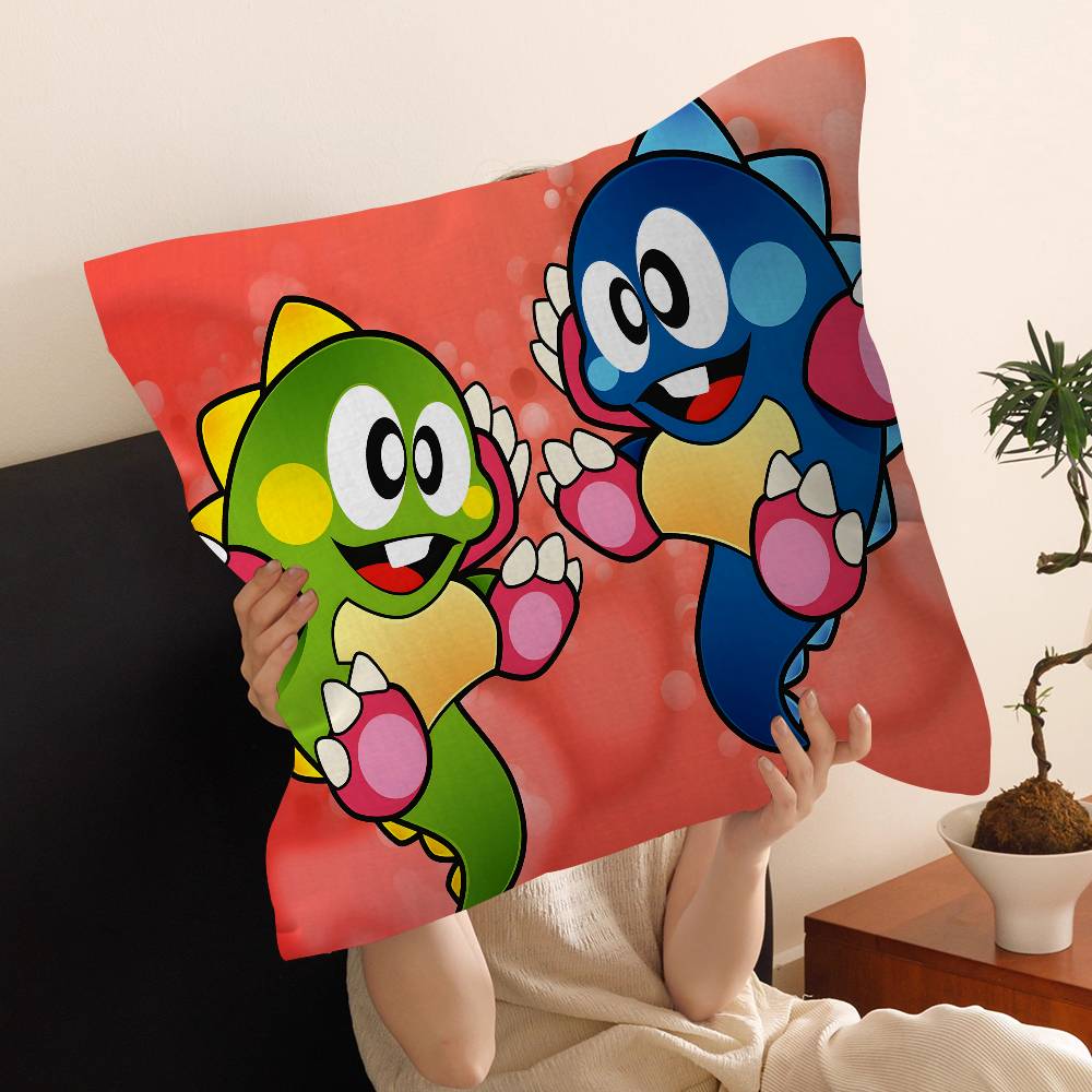 Cartoon Bubble Bobble Game Cushion Cover Pillow Cover Decor Pillowcase Printed Cushion Case for Couch