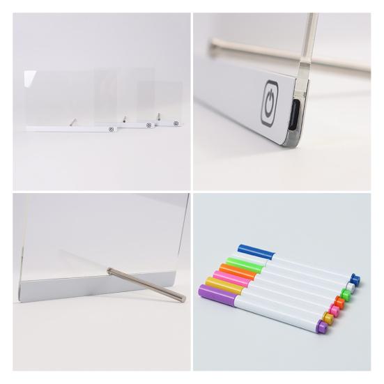 LED Note Board Rechargeable Acrylic Memo Pad Erasable Glowing Message Board To-do List Board Reusable Weekly