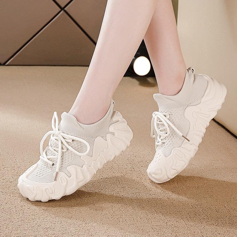 22 new summer casual thick-soled heightening ugly cute dad shoes mesh breathable fly-woven sports socks shoes