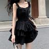 French Atmosphere, Black Suspender Dress, Children's Summer Waist Pinching and Thin Temperament, Thin Princess Tutu Skirt