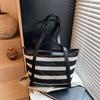 Slack Versatile Striped Shoulder Bag Women's New Large-capacity Casual Tote Bag Class Commuter Bag