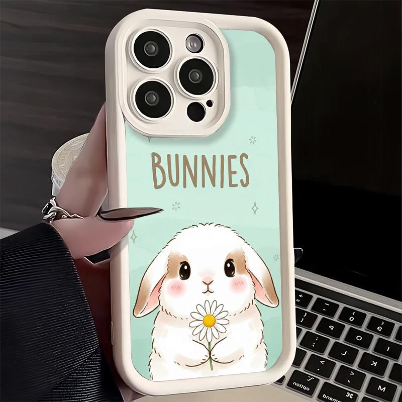 Phone Case for iPhone 17 Air 16E 15 16 Pro Max Cute Cartoon Bunny Rabbit Cover 14 Plus 13 12 Mini Soft Shell Silicone Fundas