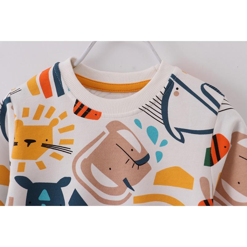Kids Boys Long Sleeve Cartoon Print Casual Pullover Sweatshirt