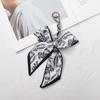 Silk Scarf Keychain with Horseshoe Buckle and Ribbon Bow for Bags and Cars