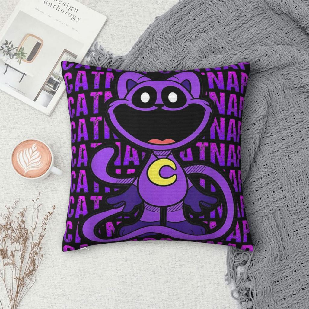 Poszewka na poduszkę dekoracyjna Uśmiechnięty kot Drzemka Merch Dom Zabawna Kreskówkowa Poszewka na poduszkę Zamek Błyskawiczny Wiele Rozmiarów