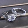 Luxury Micro Paved Zirconia Rings for Women Elegant Engagement Wedding Band Set