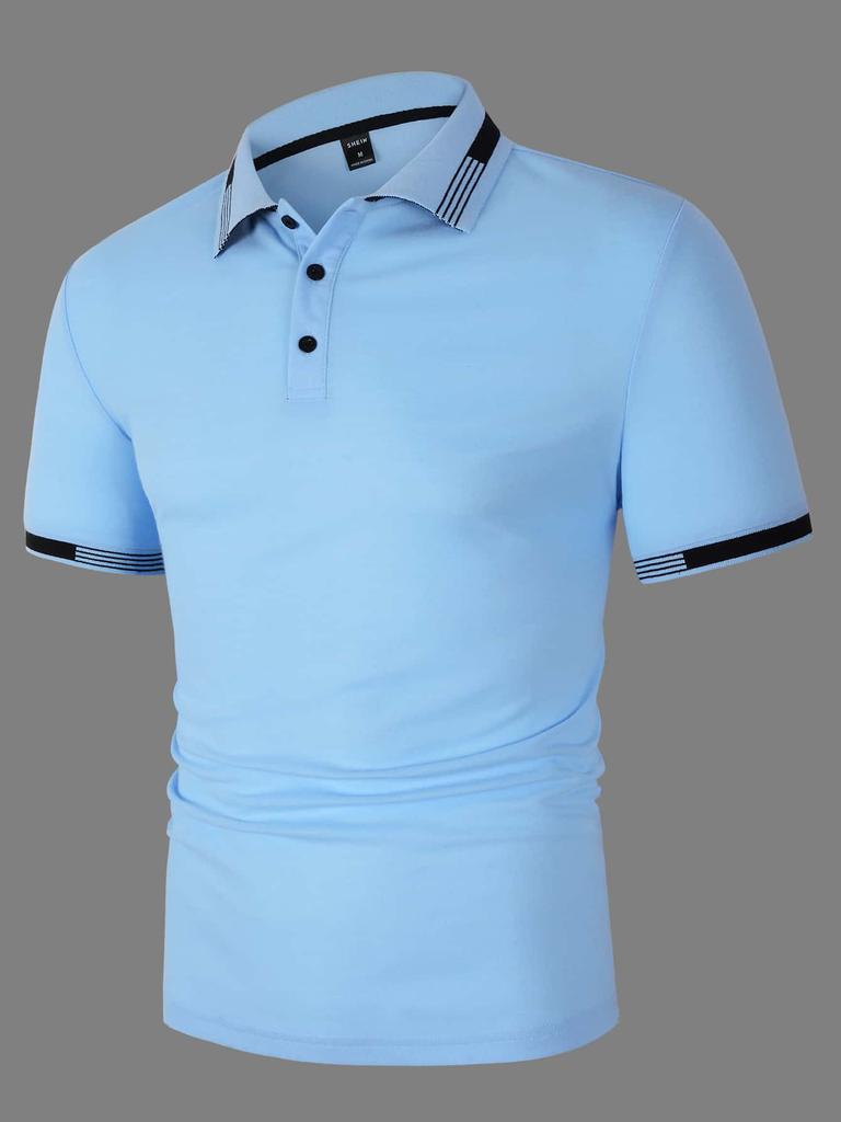 Stylish Men's Short Sleeve Polo Shirt, Casual Fashion Top for Daily Use