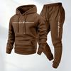 Unisex Hooded Sweatshirt Set With Letter Print Thick Warm Casual Sport Tracksuit Men Women Winter