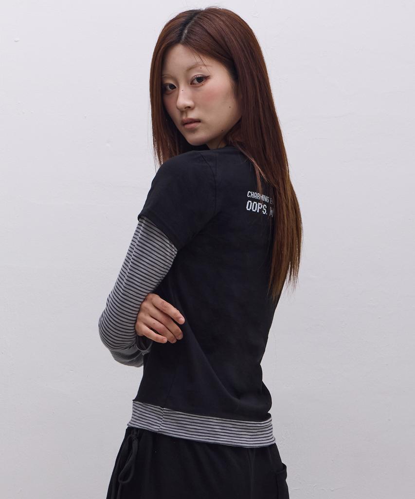 Ebeulisi Pixel Logo Layered Long Sleeve (Black)