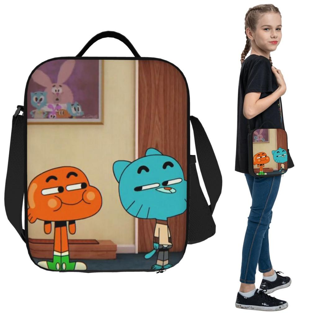 The Amazing World Of Gumball Tawog Insulated Lunch Bag Women Office Cooler Thermal Food Box Tote Portable Lunch Boxes Container