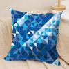 Blue and White Geometric Cushion Cover Silky Short Plush Sofa Pillow Cover Hidden Zipper Soft Dustproof Case for Home Decor