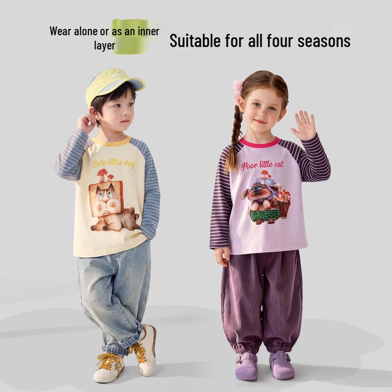 Kids' Cartoon Color-Block Raglan Sleeve T-Shirt