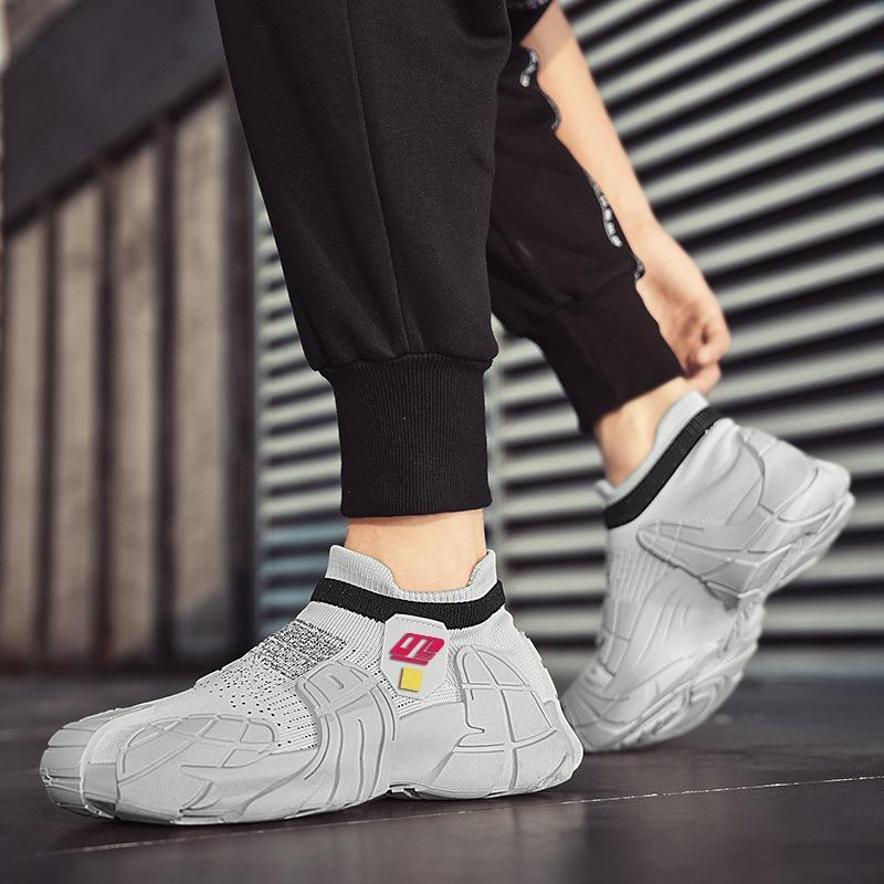Men's Shoes Breathable Mesh New Flying Woven Casual Shoes Thick Sole One Pedal Lazy Sports Casual Shoes