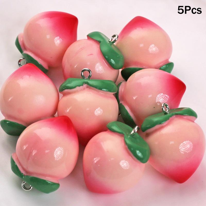 5PCS 3D Lifelike Fruit Miniature Resin Beads Fadeless Color for DIY Bracelet Necklace Jewelry Making Family Craft Activities