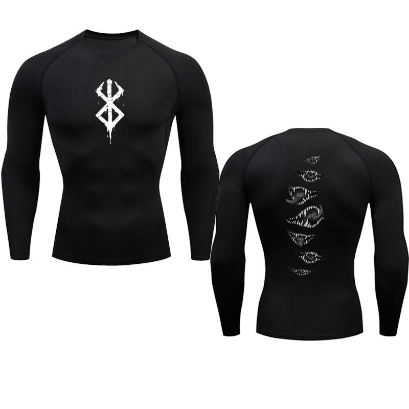 Maglietta a compressione da uomo Berserk Guts Anime Fitness Sport Corsa aderente Palestra Magliette sportive Asciugatura rapida Top Maglietta Maglietta a compressione