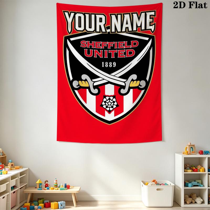 Tapisserie murale personnalisée Sheffield United FC Accroche murale esthétique Couverture en tissu imprimé Tapisseries décoratives pour chambre à coucher salon décoration de la maison
