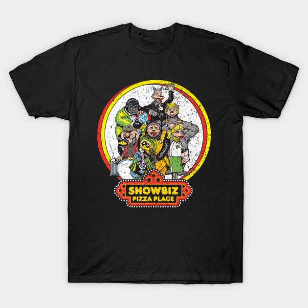 Men Black Print T-shirt Showbiz Pizza - (Odd_Loom) No-Cut Transfer Paper Print Cotton Tshirt M чёрный