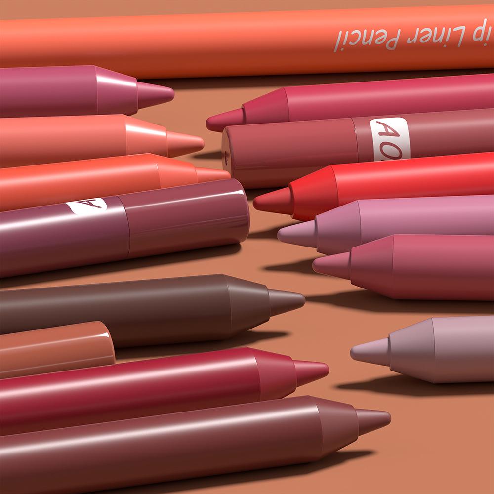 DUNUF 24-Color Waterproof Long-lasting Foam Lip Liner Set