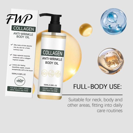 Hydrating Body Oil Collagen Moisturizing Oil, 100ml Lightweight Non Greasy Gentle for Soft Glowing Skin, Daily Skin Care Sensitive