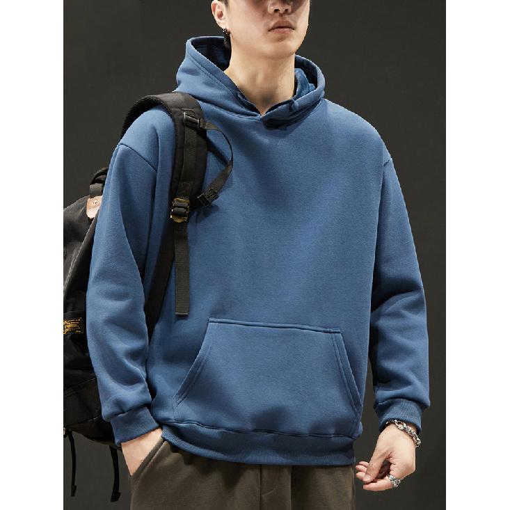 2024 Autumn/Winter New Men'S Solid Color Hoodie With Thick Velvet Coat/Regular Coat Heavy Hooded Top