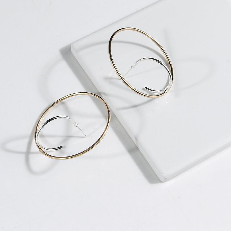 Trendy Geometric Alloy Hoop Earrings Stylish Simple Design For Women