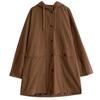 Korean Vintage Hooded Coat for Women Casual Autumn Loose Single Breasted Long Sleeve Solid Color Pocket Outerwear Johnature