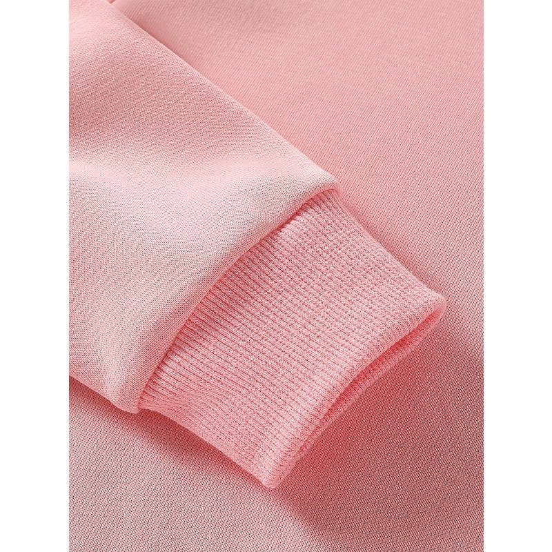 Youth Crewneck Sweatshirt Featuring a Teddy Bear with a Heart on a Pink Backdrop, Suitable for Machine Washing, Perfect for Spring And Autumn