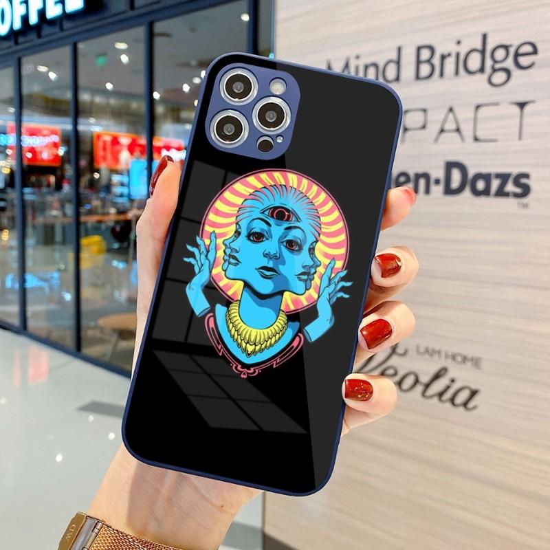 Coole seltsame Kunst-Telefonhülle für iPhone 14 13 12 11 Pro Max X XR XS 8 7 Plus Flüssigglas-Farbtelefonabdeckung