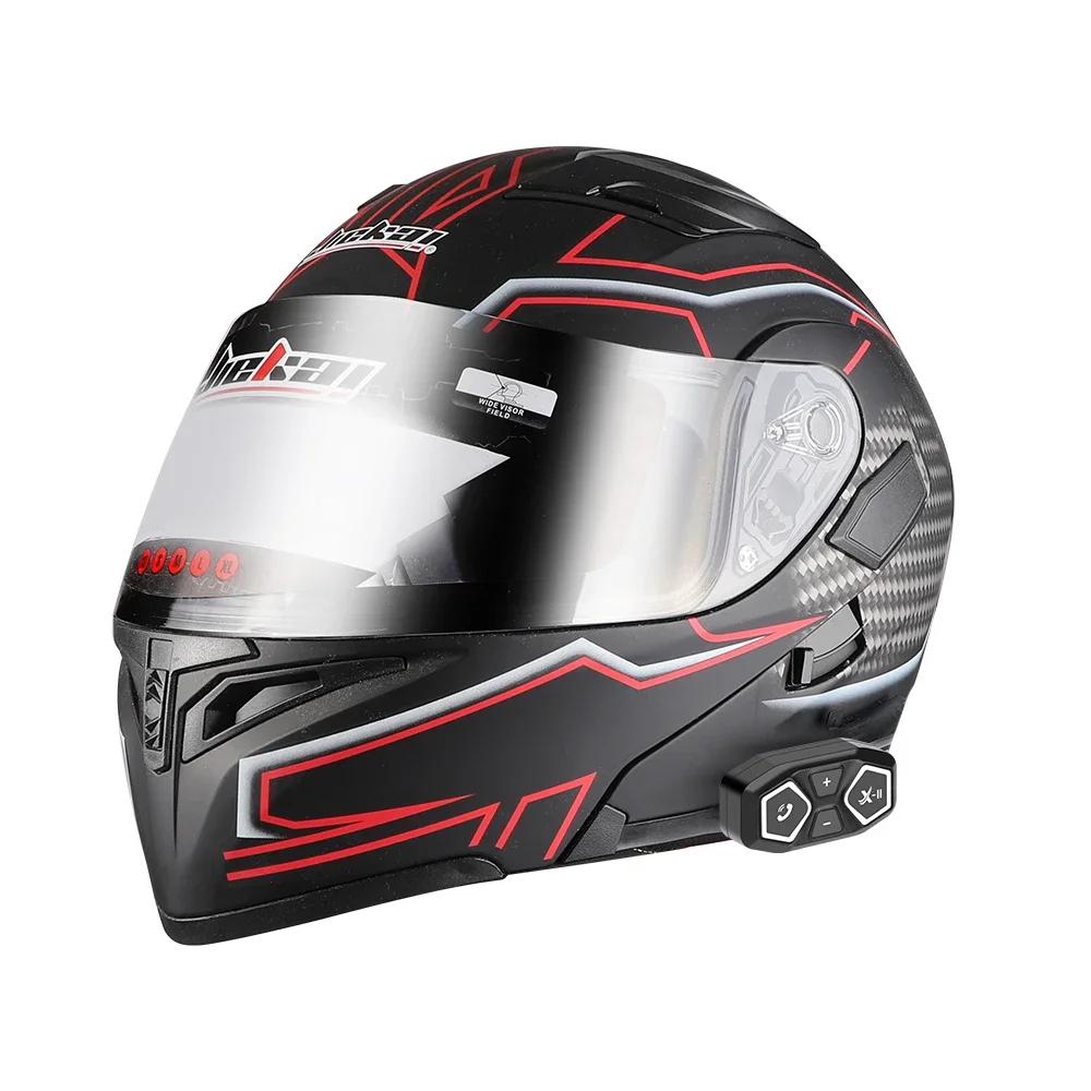 X-11 Motorcycle Helmet Bluetooth Headset with Siri Voice Assistant, 50H Battery Life, IPX6 Waterproof, CVC Noise Reduction, Dual Mic Kit for Full/Half