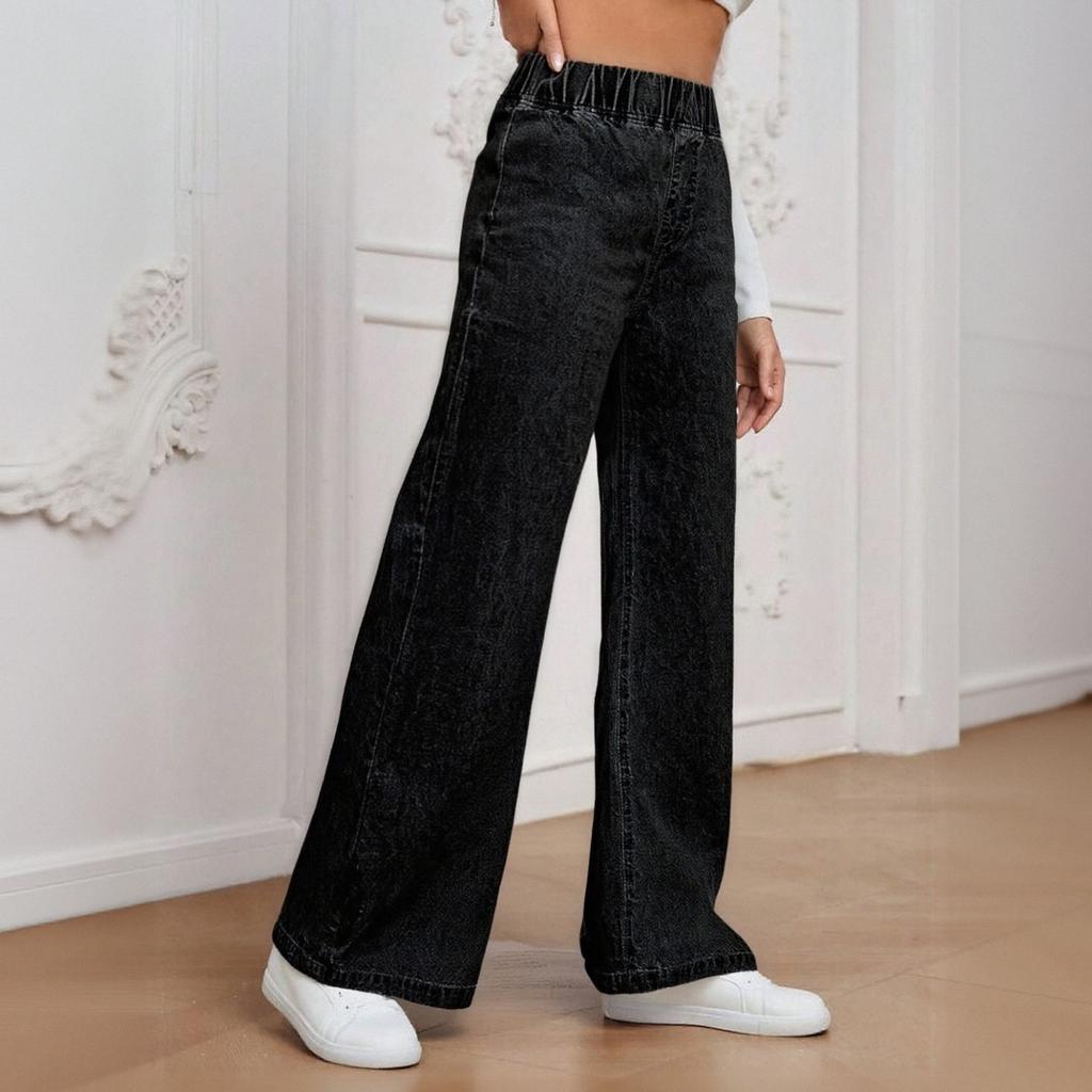 Women's Casual Loose Comfortable Fashionable Solid Color Wide-leg Jeans