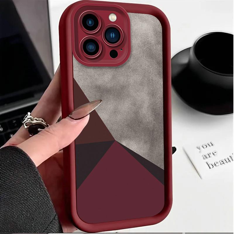 

Чехол с треугольными узорами и принтом, гибкий, мягкий, силиконовый, TPU, чехол на всю заднюю панель для Realme Realme 13 Plus 5G вино красного