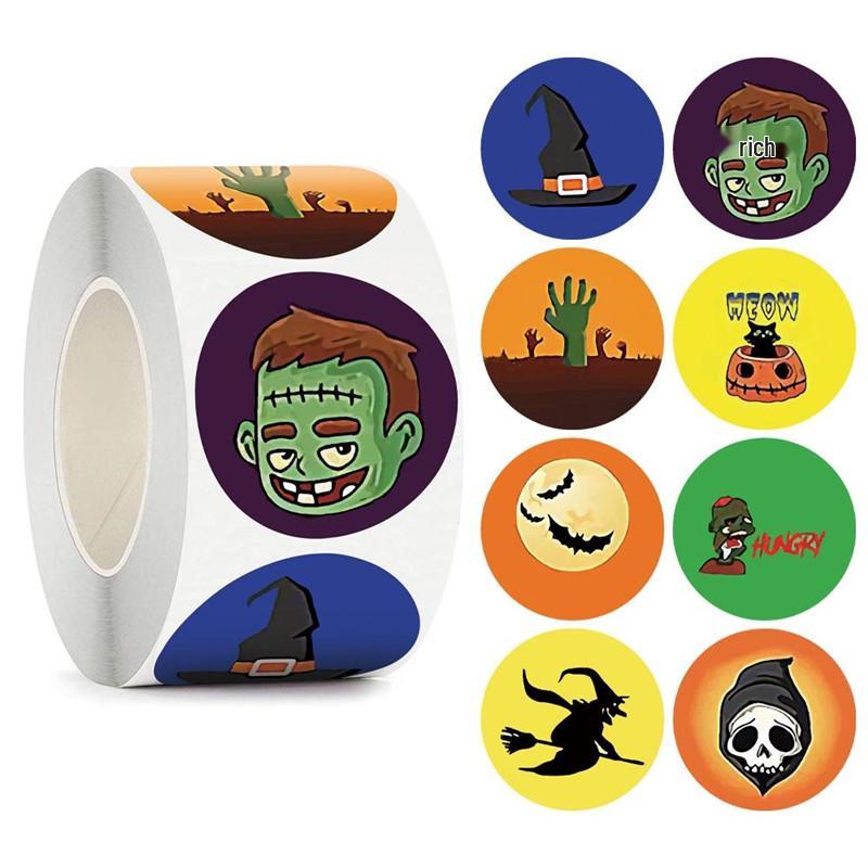 500 Halloween Cartoon Self-Adhesive Stickers: Funny Decoration Labels for Kids' Holiday Activities