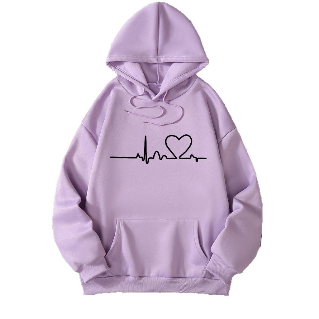 Nuovo top in velluto da donna autunno e inverno 2025 maglione largo a maniche lunghe con battito cardiaco