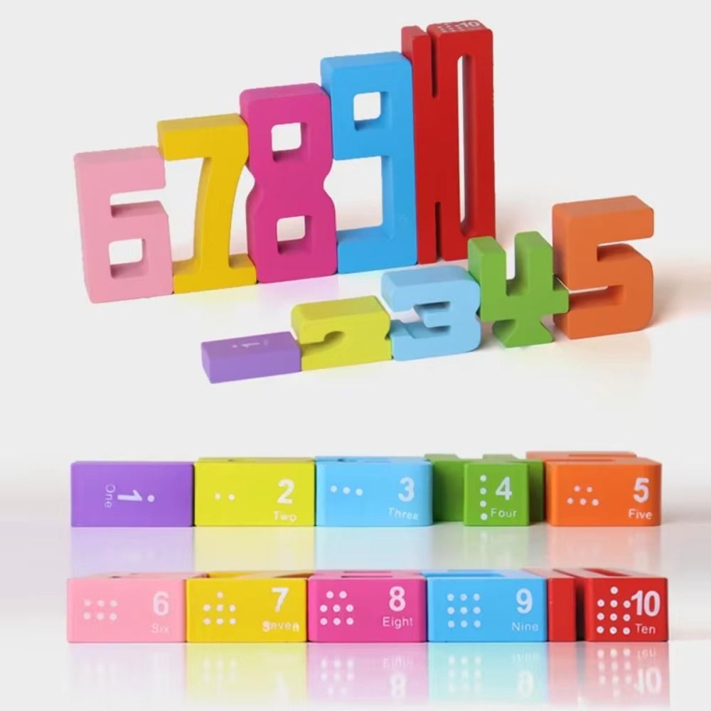 Wooden 3D Digital Puzzle Large Particle Stacking Blocks Creative Digital Building Blocks Kids Gift
