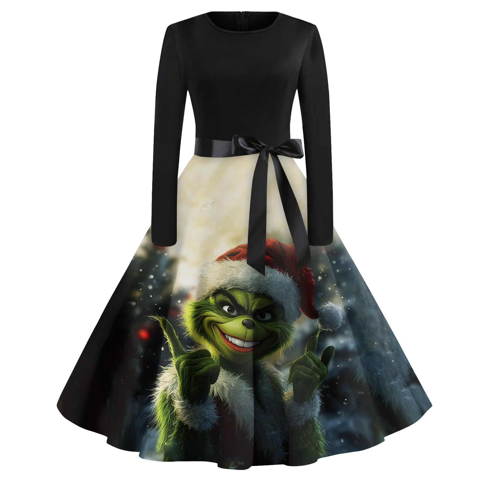 

Женское повседневное модное платье с длинным рукавом и принтом, вечернее повседневное платье с круглым вырезом XXXXXL