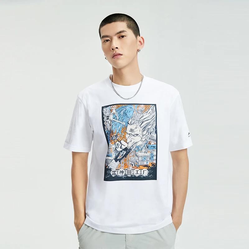 Li Ning Sports Fashion Serie Bedrucktes Rundhals Kurzarm T-Shirt Herren Tops Weiß AHSRA49-1