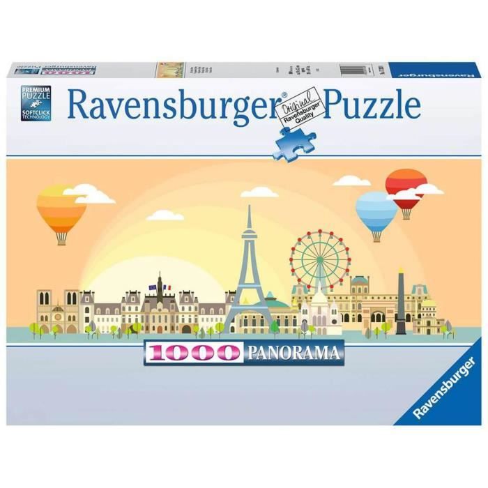 Puzzle panoramique 1000 pièces - ravensburger - une journée à paris - voyage et cartes - coloris unique