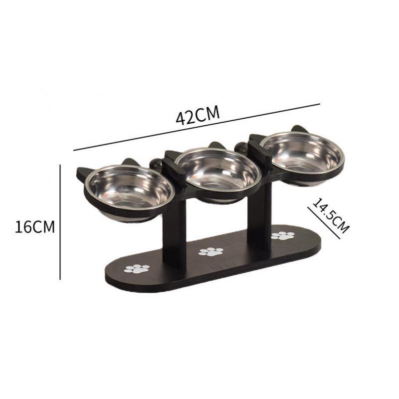 

Adjustable Tilted Wooden Pet Feeder with Anti-Slip, Neck Protection Cat Bowl Stand