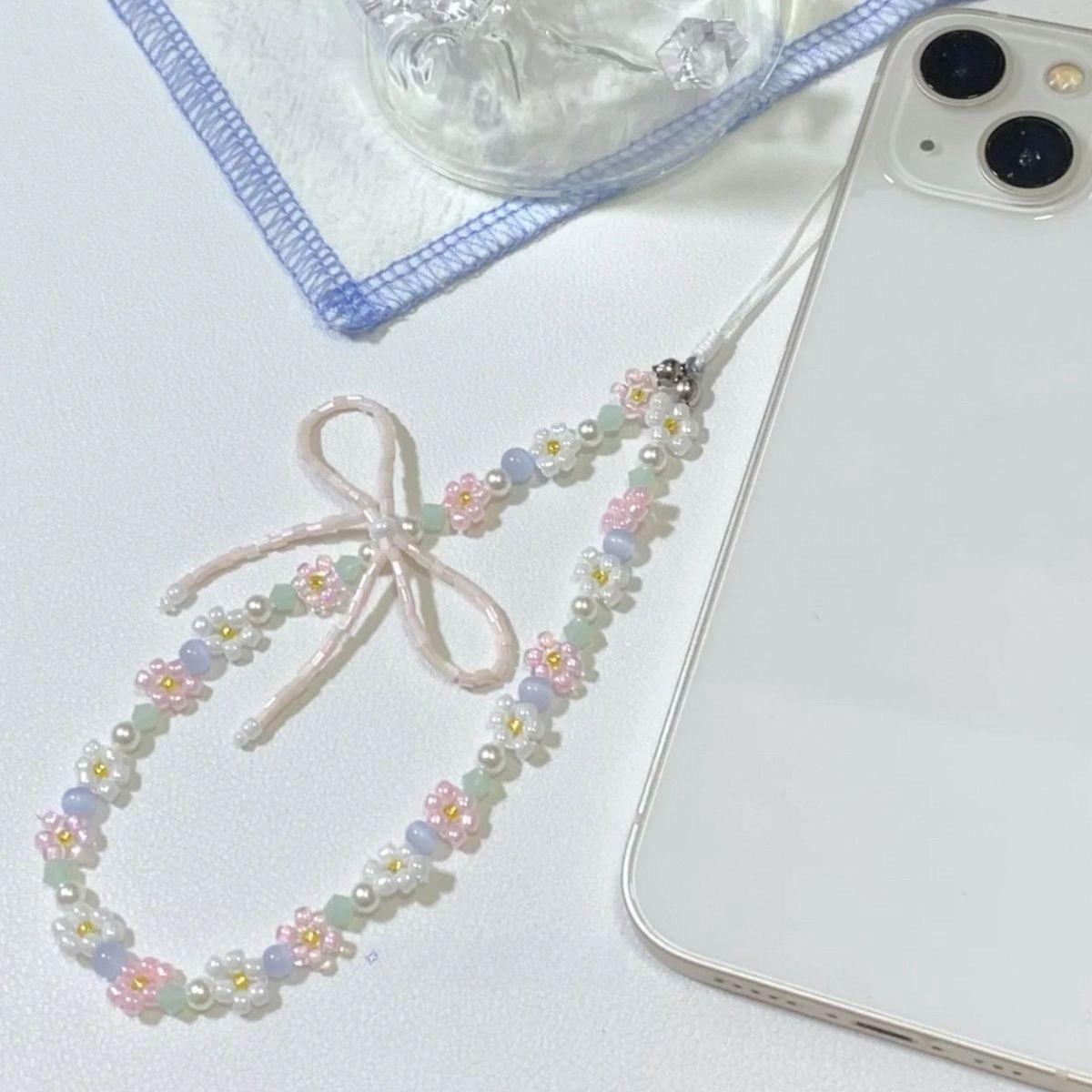 

Beaded Phone Charms 25cm PVC Wrist Strap Beaded Phone Chain String
