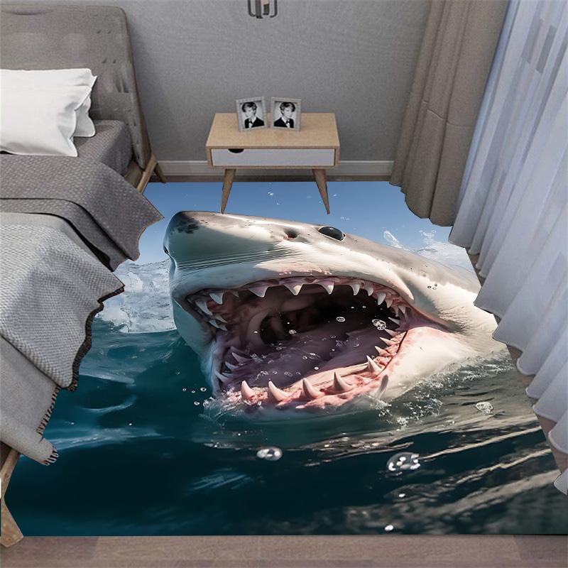 Furchterregender Weißer Hai Weißer Hai Weißer Tod Teppich Bodenmatte Fügt jedem Raum einen großartigen Blickfang hinzu