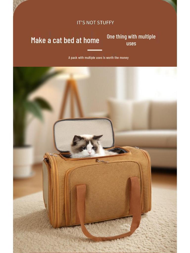 Expandable Handheld Cat & Dog Carrier with Plush Cushion