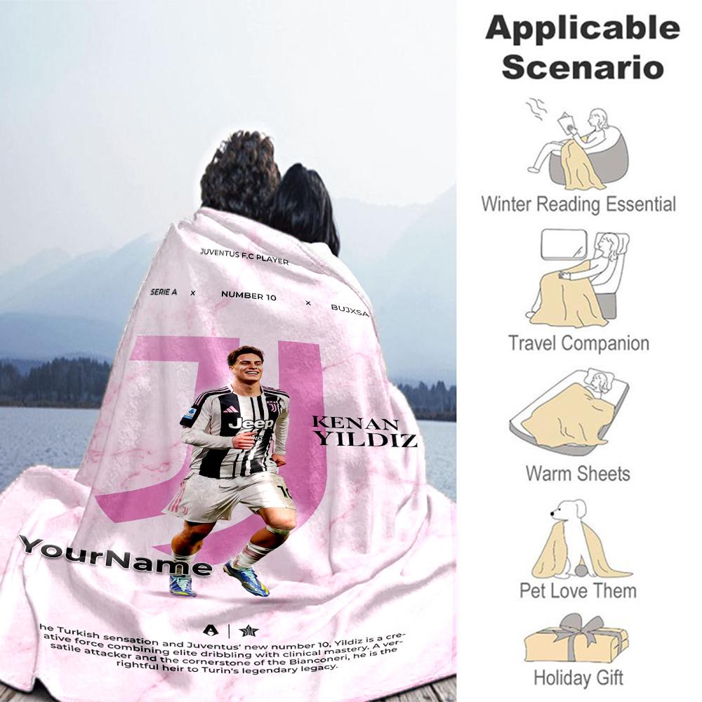 Juventus Customize Text Blanket Cozy Personalized Blanket Ultra-Soft Great for Office Chair Picnics Living Room Home Decor All-Season Use