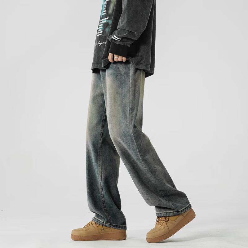 Dingfengbaoluo Men's K102 Loose Straight Leg Casual Jeans