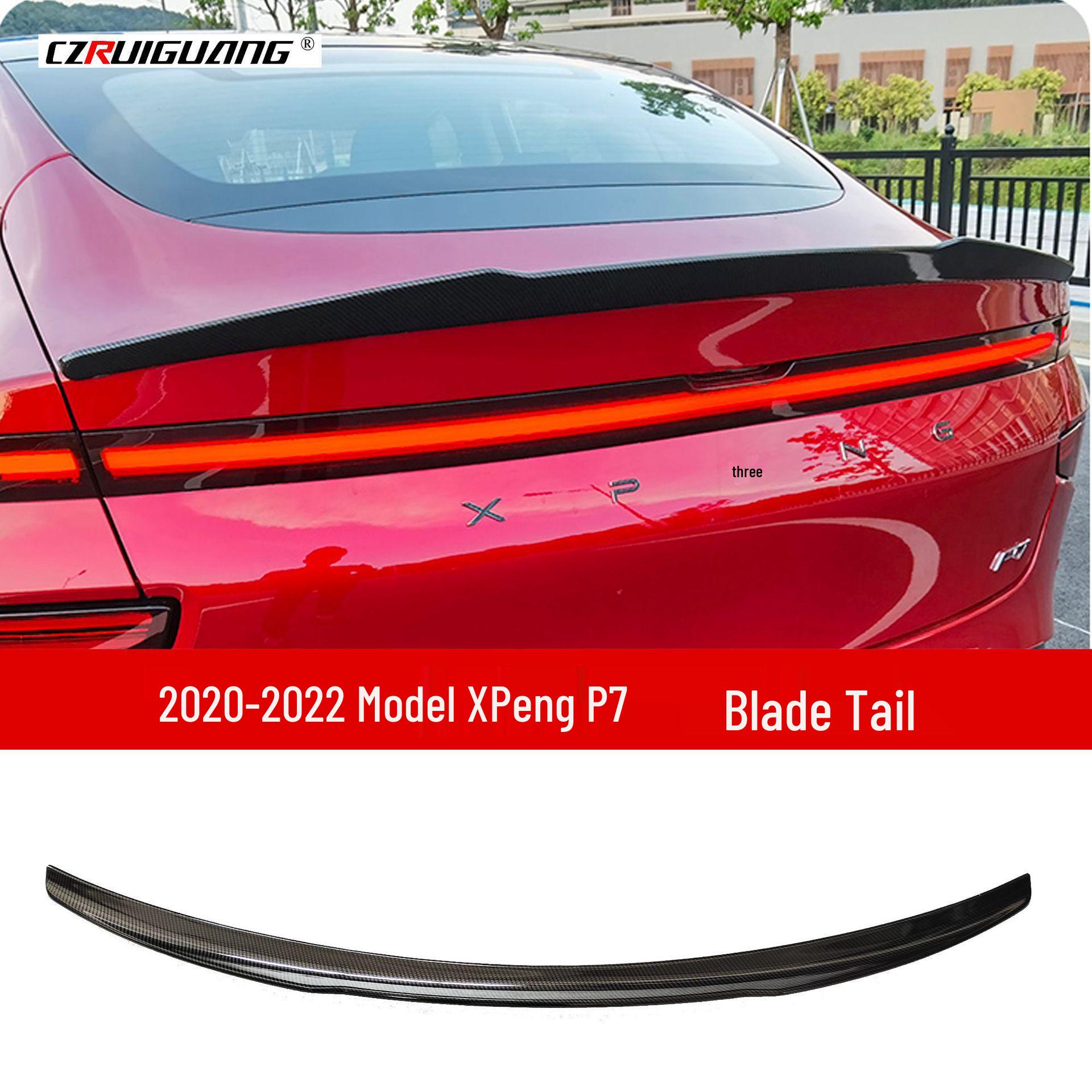 Compatible with 2020 XPeng P7: Front Lip, Splitter, Rear Wing, Spoiler, Body Kit, and Corner Protectors. XPeng P7 Rear Wing: Gloss Black
