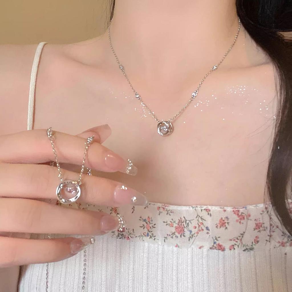 Exquisite ring pendant necklace summer sense niche light luxury collarbone chain super fairy neck chain tide