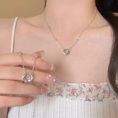 Exquisite Ring Pendant Necklace Summer Sense Niche Light Luxury Collarbone Chain Super Fairy Neck Chain Tide